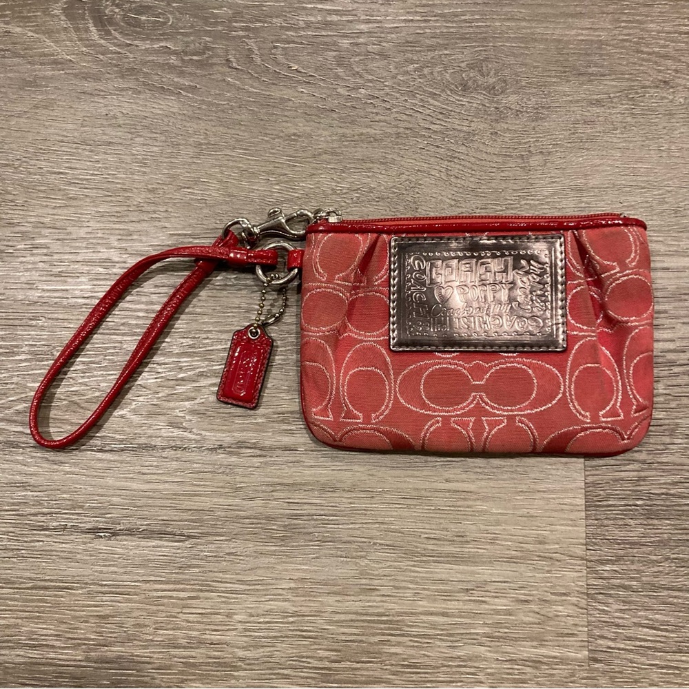 Coach Poppy Ruby Red Limited Edition Signature Wristlet 46131